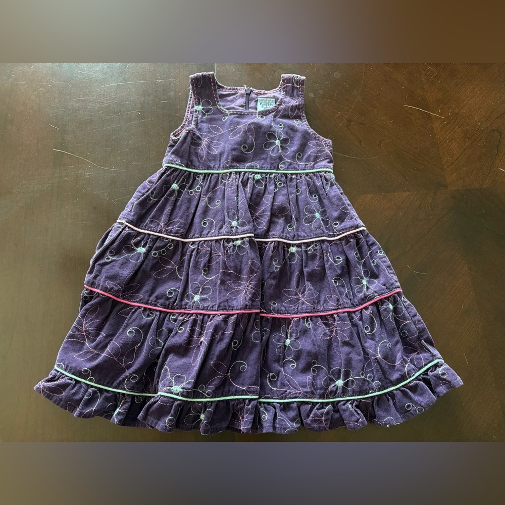 Pumpkin Patch Purple Embroidered Kids Dress